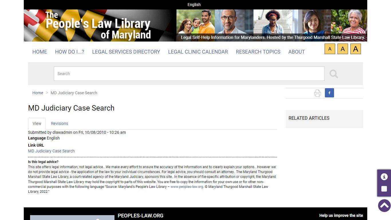 MD Judiciary Case Search | The Maryland People's Law Library